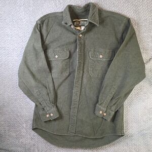 Field & Stream Men's Green Heavy Flannel Work Shirt Button Up Outdoors